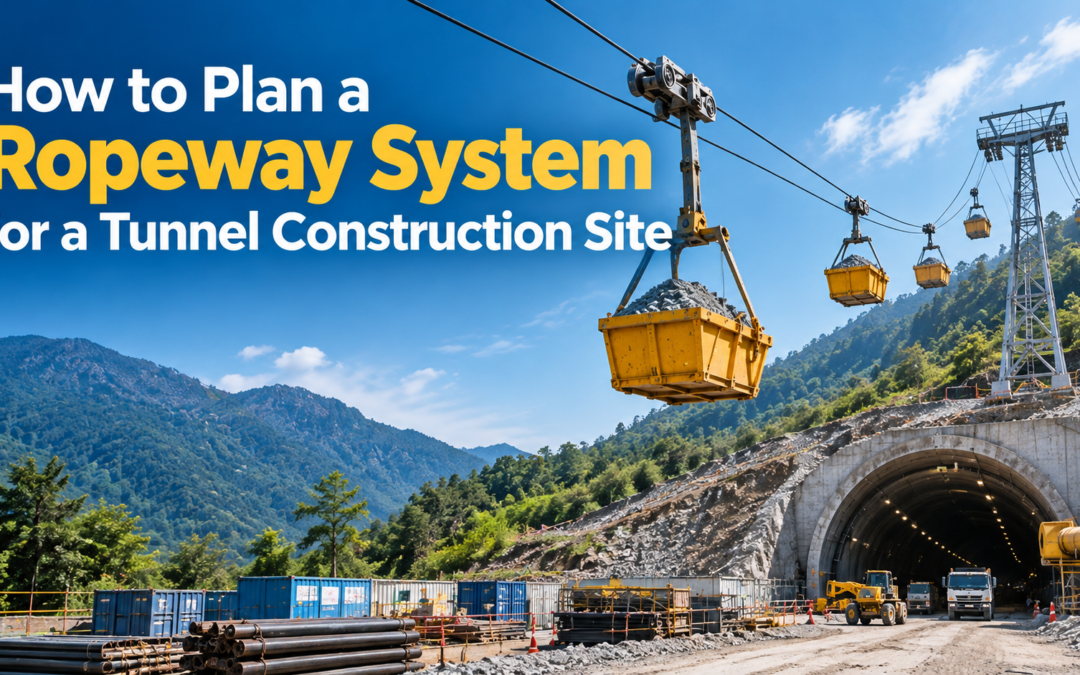 plan a ropeway system for a tunnel construction site
